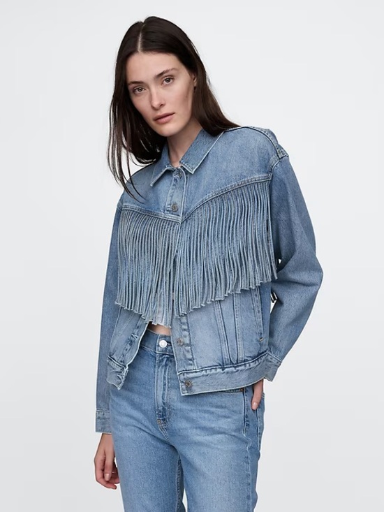 GAP Jackets & Blazers - GAP Light Blue Fringe Denim Jacket